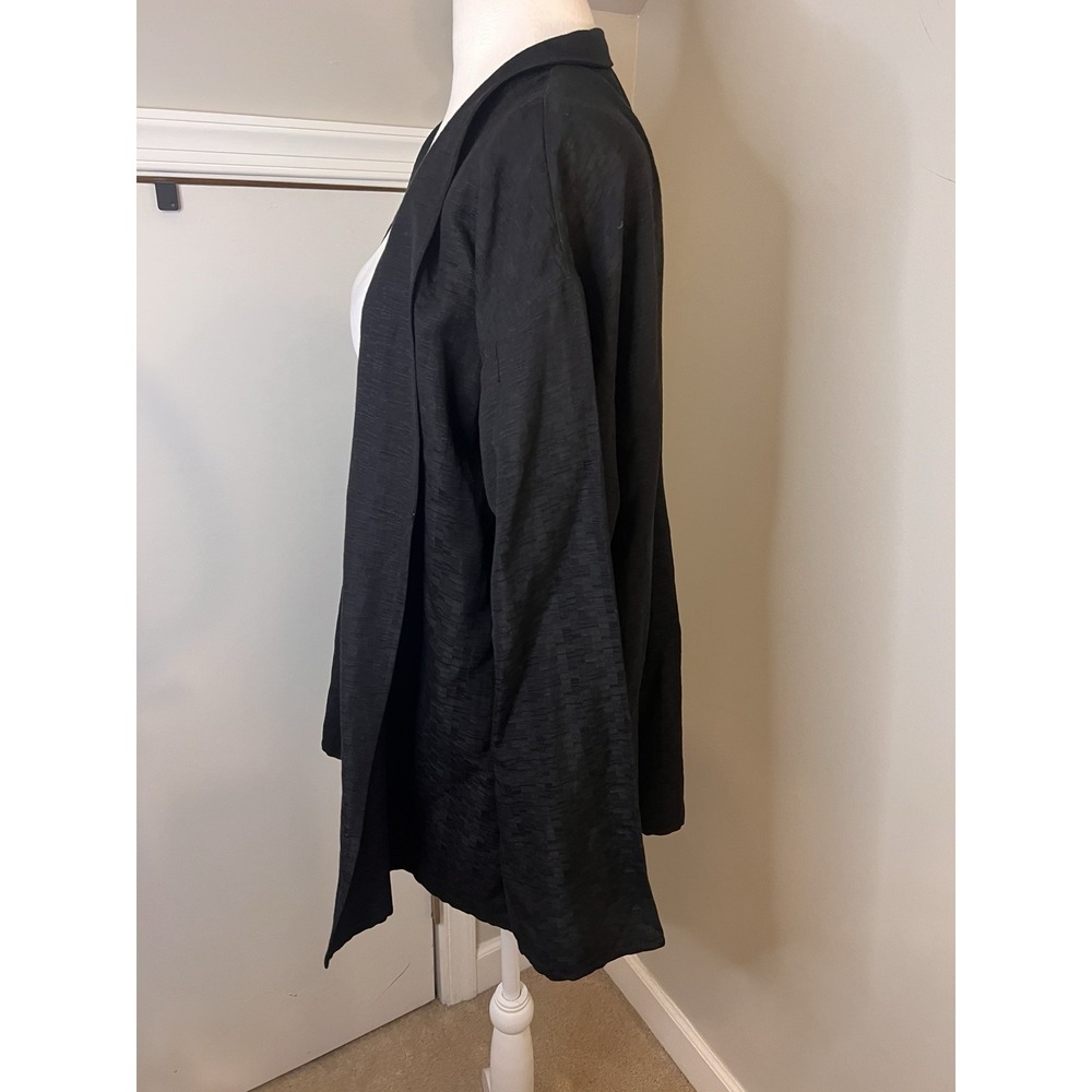 Eileen Fisher Silk And Linen Black Work Jacket Blazer Large Lightweight - Picture 4 of 7